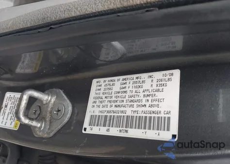 2009 Honda Accord 3.5 Ex-L z USA, uszkodzony, nr VIN 1HGCP36879A021802